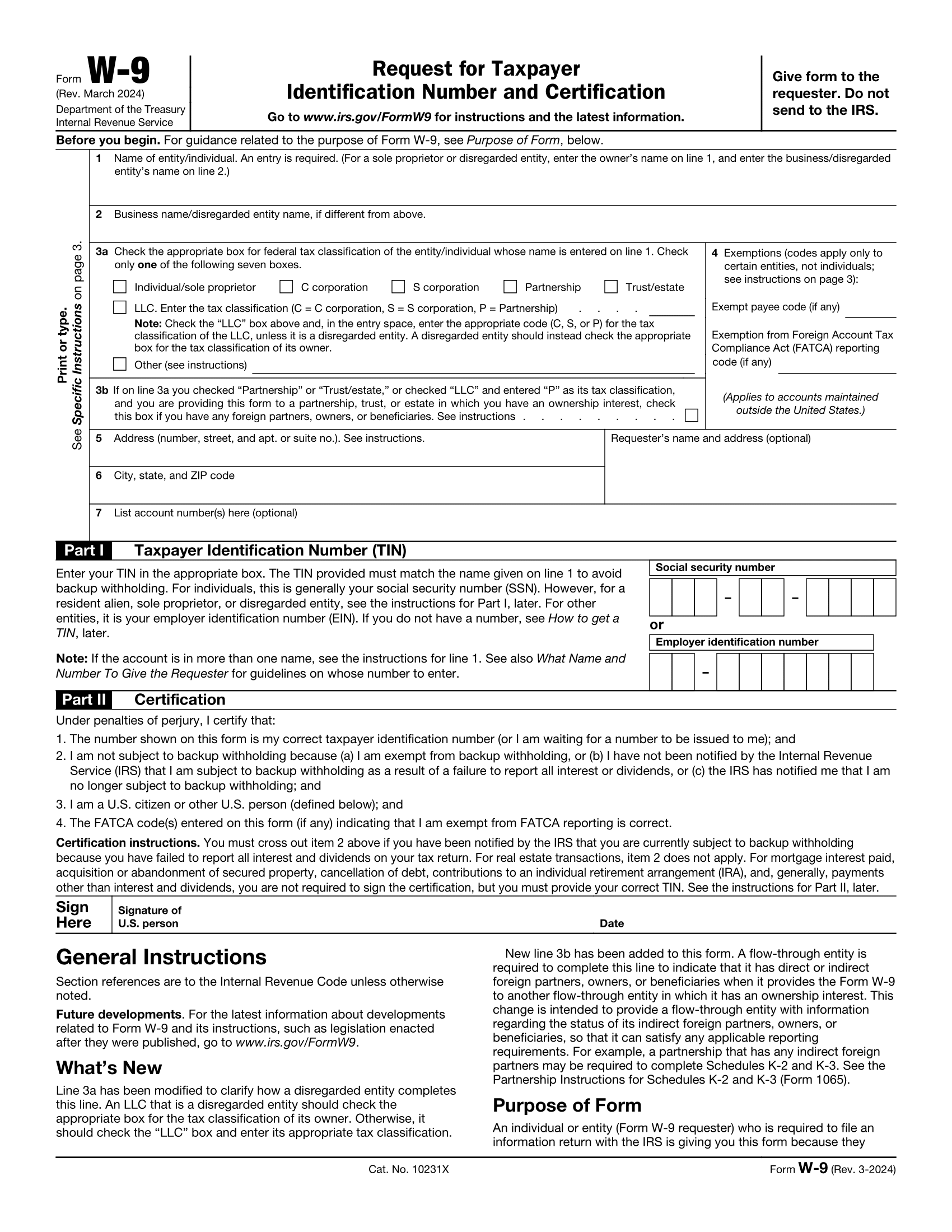 Form W-9 for 2023