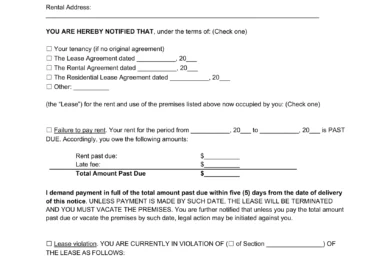 5-Day Eviction Notice to Quit Template