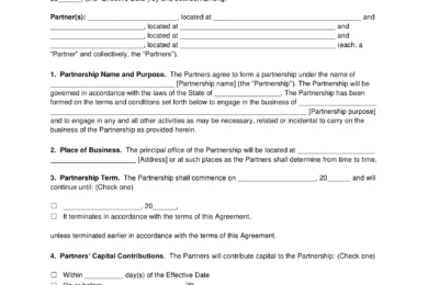 5050 partnership agreement template