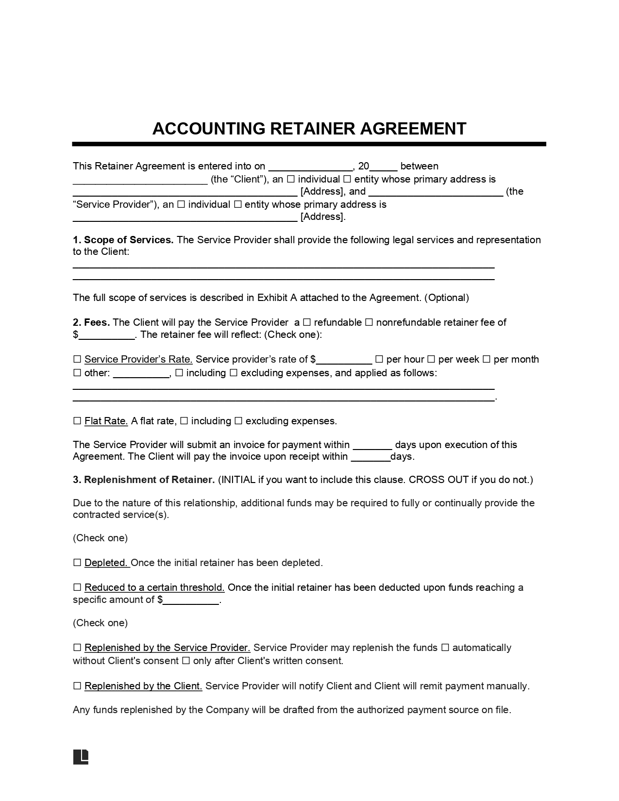 Accounting Retainer Agreement