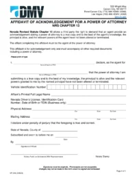 Affidavit of Acknowledgement for a Power of Attorney (Form VP-249)