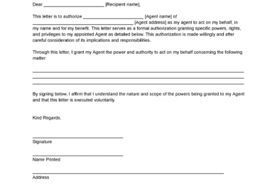 Agent Authorization Letter Template