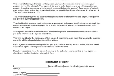 Alabama Durable Statutory Power of Attorney Form