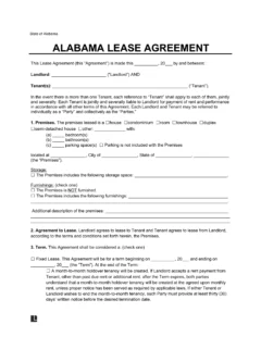 Alabama Lease Agreement Template