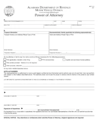 Alabama Motor Vehicle Power of Attorney Form