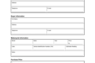 Alabama Motorcycle Bill of Sale