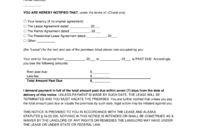 Alaska 7-Day Notice to Quit for Non-Payment of Rent
