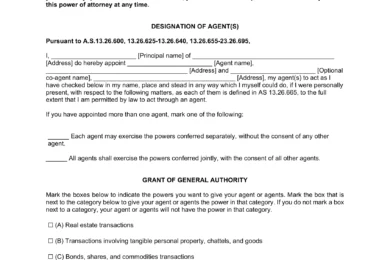 Alaska Durable Statutory Power of Attorney Form