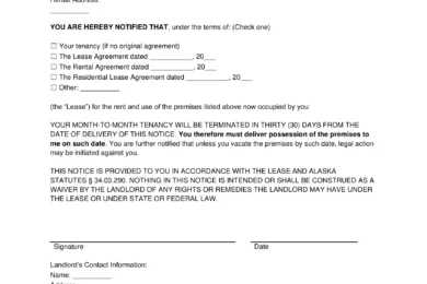 Alaska Lease Termination Letter Template