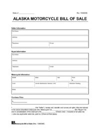 Alaska Motorcycle Bill of Sale Template