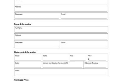 Alaska Motorcycle Bill of Sale Template