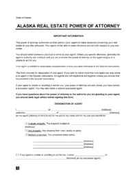 Alaska Real Estate Power of Attorney Form