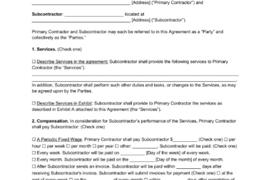 Alaska Subcontractor Agreement Sample