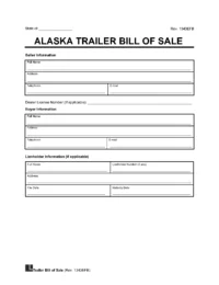 Alaska Trailer Bill of Sale Template