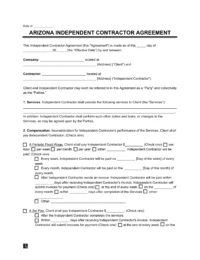 Arizona Independent Contractor Agreement Template