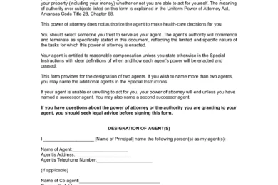 Arkansas Limited Power of Attorney Form