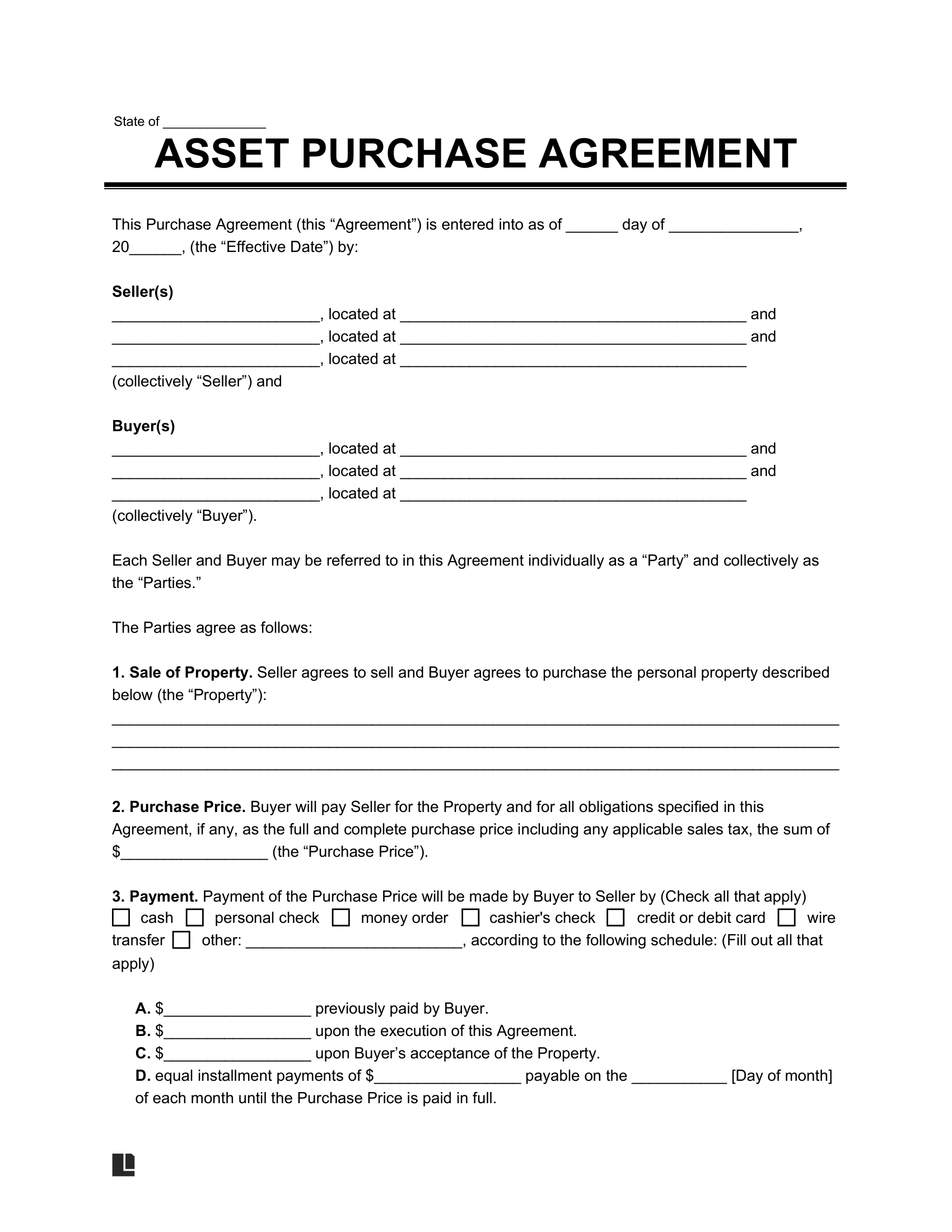 Asset Purchase Agreement Template
