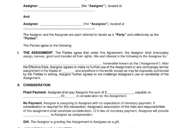 Assignment Agreement Template