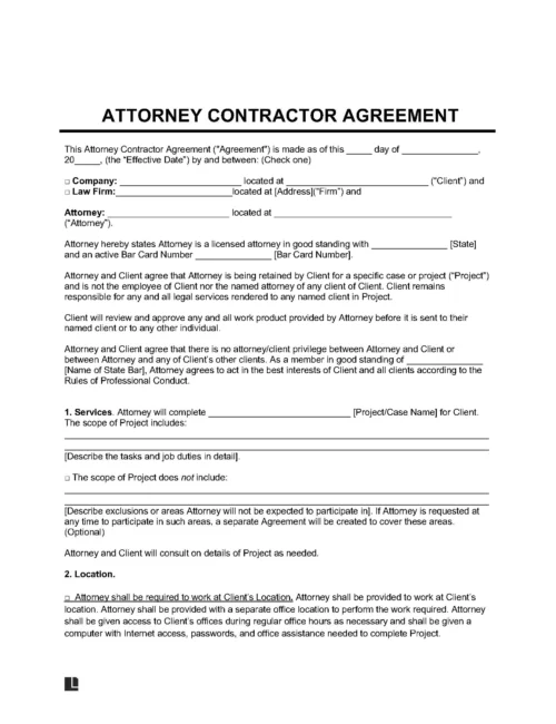 Attorney Representation Agreement