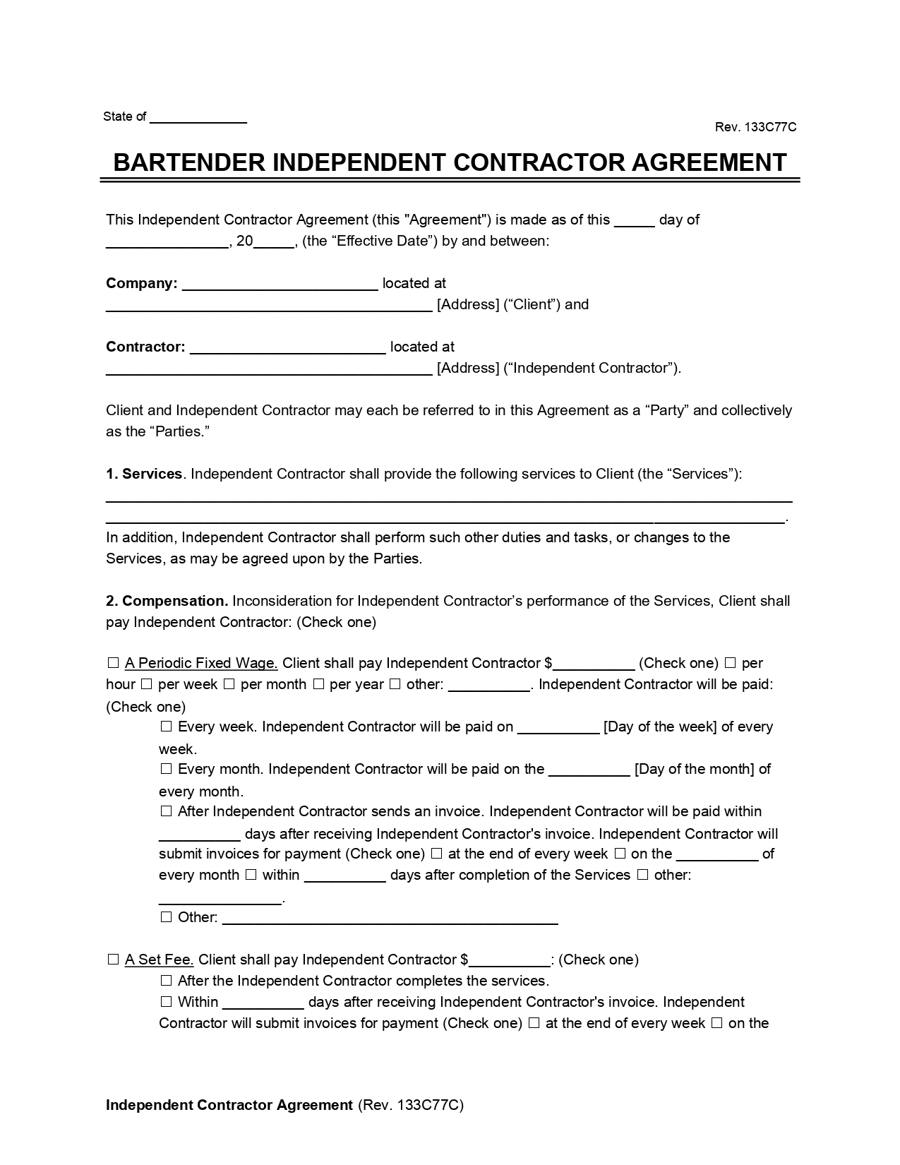 Bartender Contract