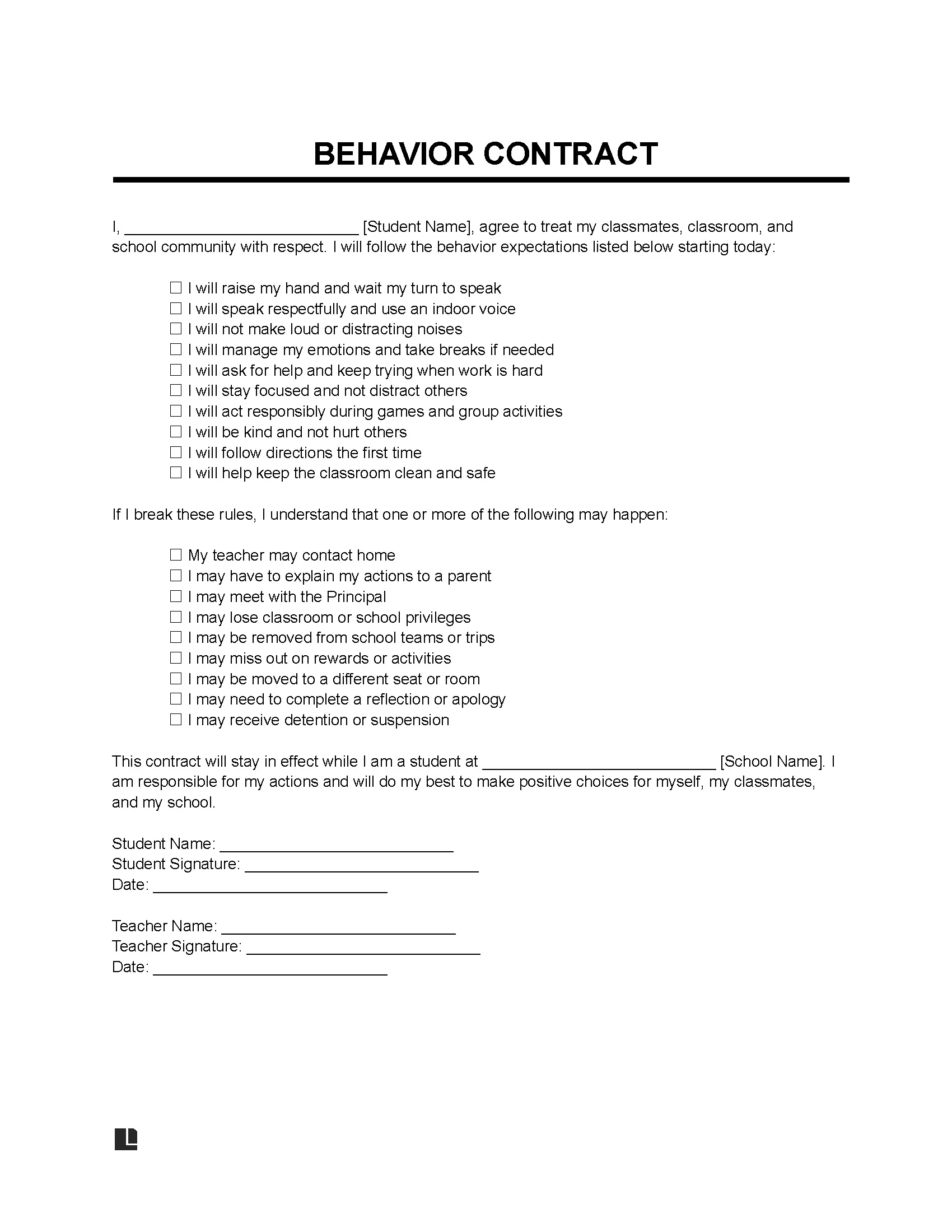 Behavior Contract
