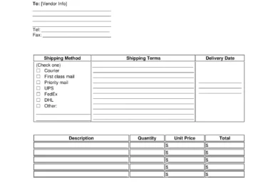 Blanket Purchase Order Template Screenshot