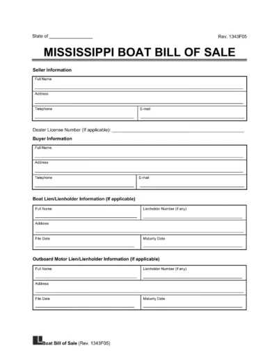 Boat Bill of Sale Mississippi