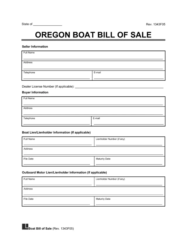 Boat Bill of Sale Oregon screenshot