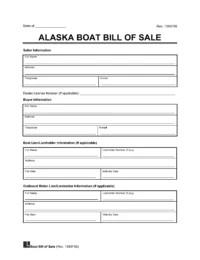 Alaska Boat Bill of Sale Template