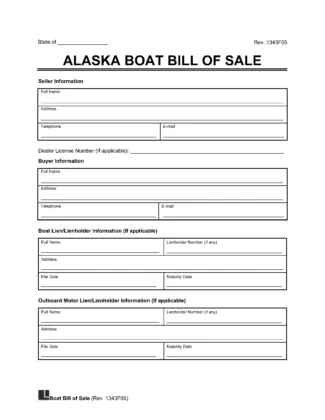 Alaska Boat Bill of Sale Template