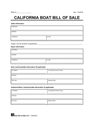Boat Bill of Sale California template