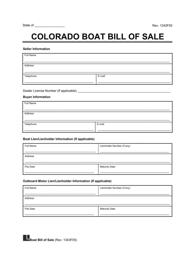 Colorado boat bill of sale template