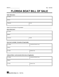 Florida Boat Bill of Sale Template