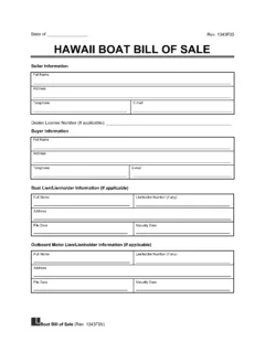 Hawaii Boat Bill of Sale Template