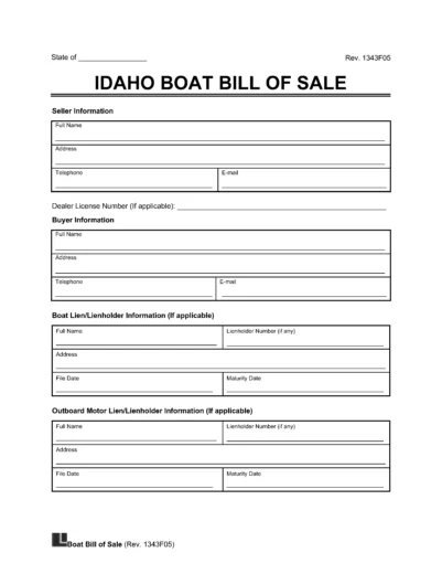 Idaho Boat Bill of Sale Template