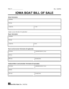 Iowa Boat Bill of Sale Template