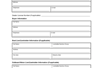 Kansas Boat Bill of Sale Template