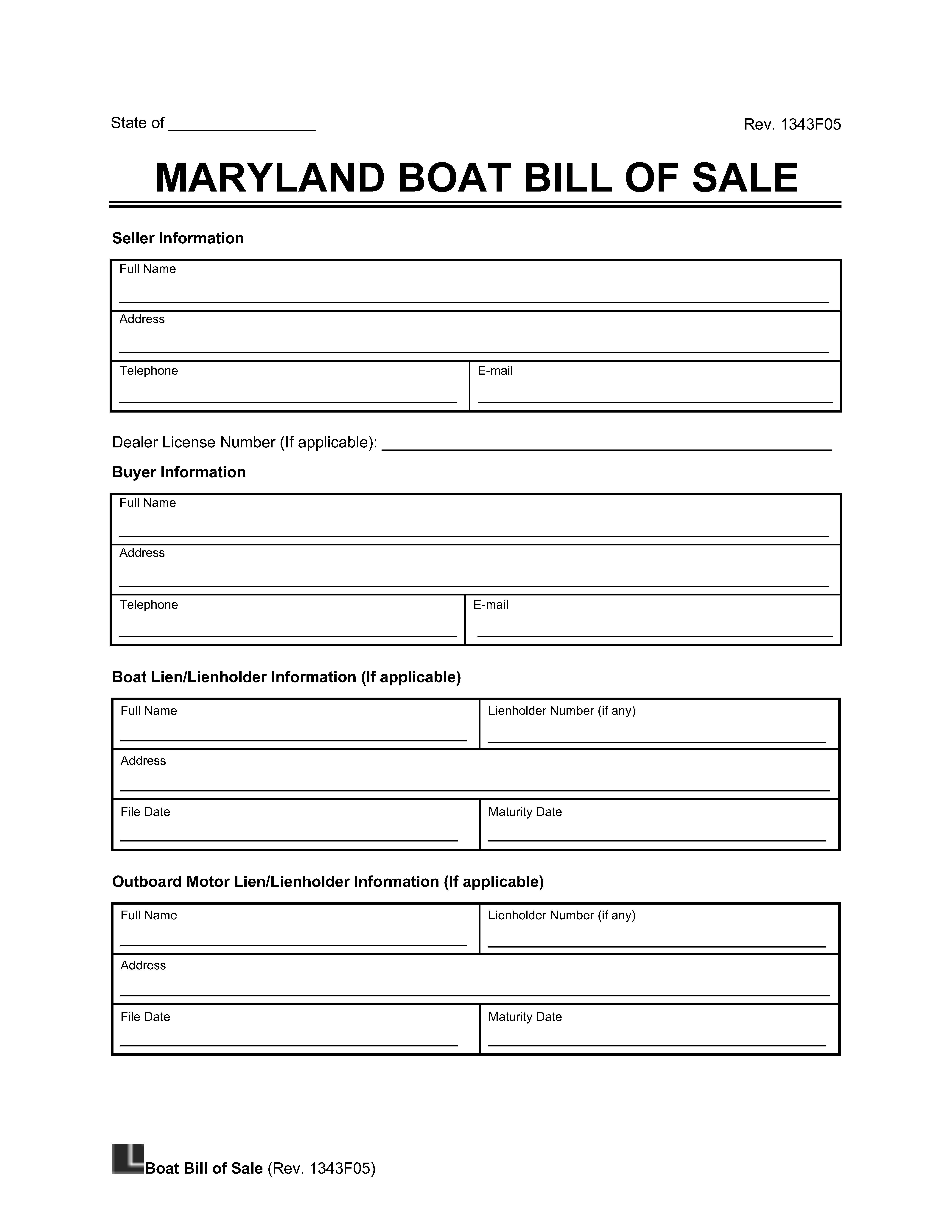 Maryland Boat Bill of Sale screenshot