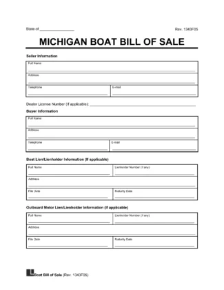 Michigan Boat Bill of Sale Template