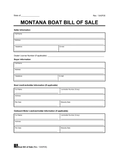 Montana Boat Bill of Sale Template