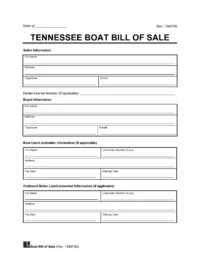 Tennessee Boat Bill of Sale Template