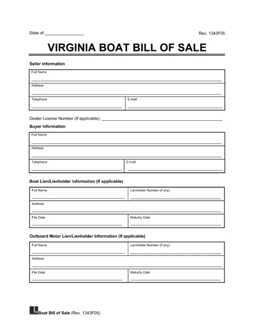 Virginia Boat Bill of Sale template