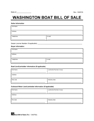 Washington Boat Bill of Sale Template