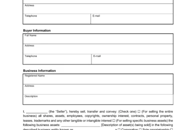Business Bill of Sale screenshot
