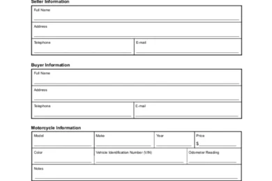 California Motorcycle Bill of Sale Template