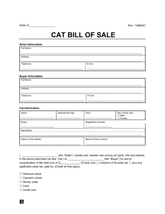 cat bill of sale