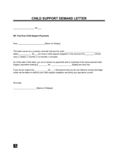 Child Support Demand Letter Template