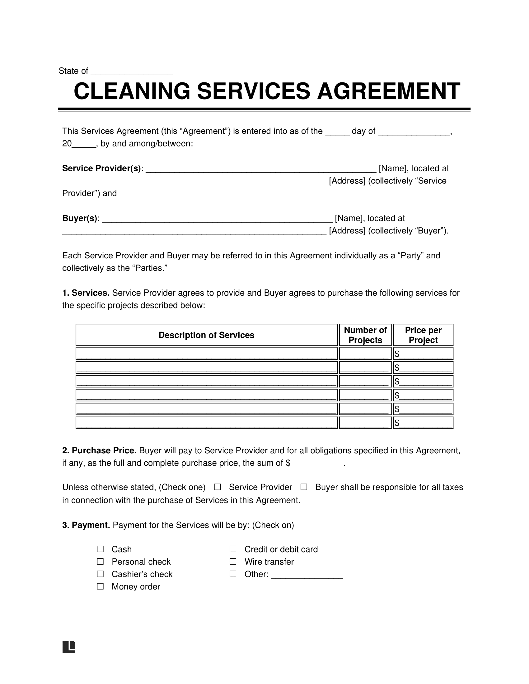 Cleaning Service Contract Template