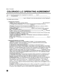 Colorado LLC Operating Agreement Template