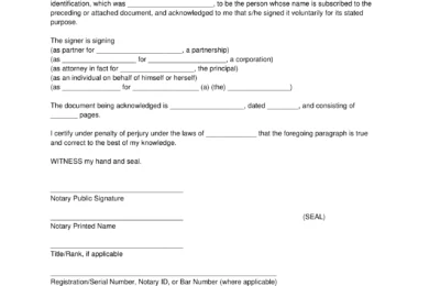 Colorado Notary Acknowledgment Form